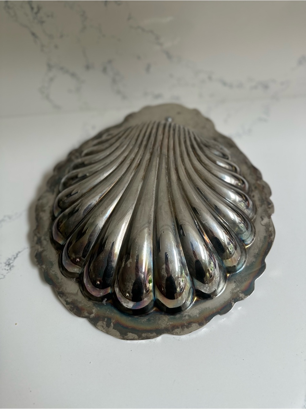1940s Silver-Played Shell Serving Tray - Elegant Home Dining - vintage - Picture 9 of 14